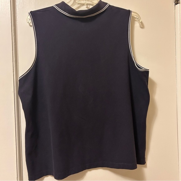Lands' End Top Sleeveless Polo Collared Navy Blue White Trim Women's Plus 3X - Picture 8 of 13